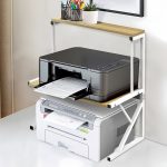 Suport imprimantă robust, cu două niveluri, potrivit pentru scanere mari | Raft de birou multistrat pentru consumabile | Rack pentru birou de studiu pentru studenți, conceput pentru combinații laptop și imprimantă | Raft de depozitare hârtie cu o adâncime de 30 cm | Dimensiuni: 54X30X65 cm