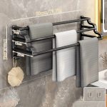 Suport pentru prosoape de baie cu cârlige, 40,64 cm/50,8 cm/60,96 cm, montat pe perete, bară pentru prosoape de baie, suport pentru prosoape pentru baie, balcon, suport de depozitare pentru prosoape de toaletă, suporturi pentru prosoape