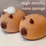 Burete de baie drăguț în formă de Capybara - Burete nano moale, de înaltă densitate, perie de duș delicată pentru exfoliere, pentru frecare delicată, spumare și curățare - Cadoul perfect pentru o experiență tip spa acasă, articol cadou spa | Burete de baie durabil, accesoriu de baie