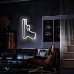 1 buc. Neon alb 2D/plan - Lumină de perete LED în formă de „L”, alimentată prin USB, decor modern de perete pentru dormitor, bar, petrecere, Crăciun, decorare bar | Lumină de perete modernă | Plastic durabil